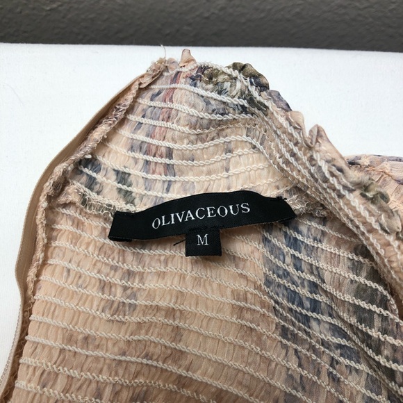 Olivaceous Snakeskin Print Long Sleeve Smoked Tiered Lined Swing Mini Dress M - Picture 11 of 16